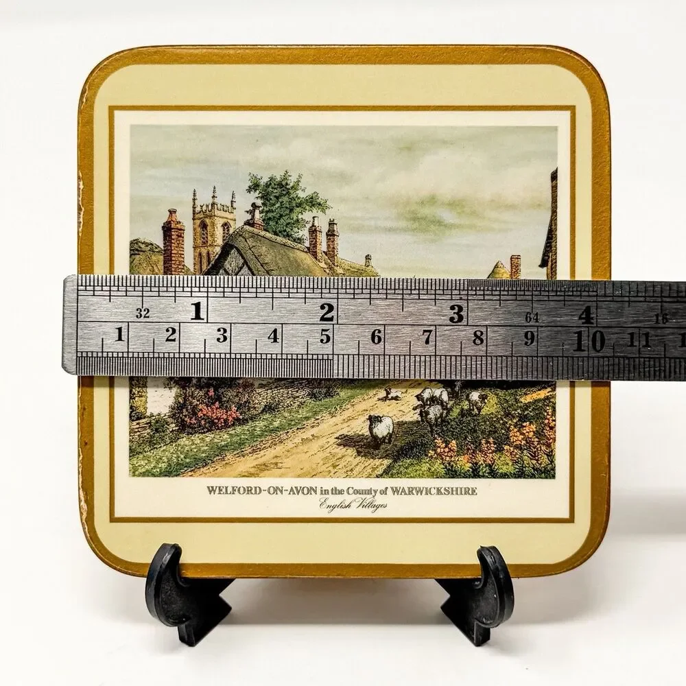 Vintage Pimpernel English Villages Cork Backed Coasters Set Of 5 England 90s